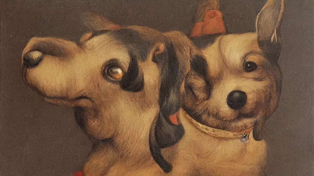 Image similar to painting of cute dog in style of leonardo da vinchi