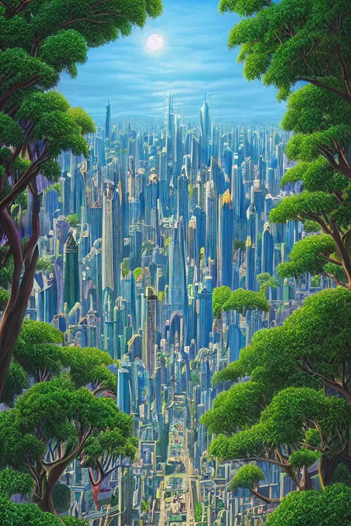 Image similar to A beautiful ultra detailed matte painting a emerald city in oz by rob Gonsalves, trending on artstation