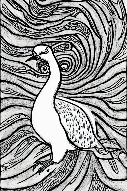 Prompt: a drawing of a bird, by junji ito