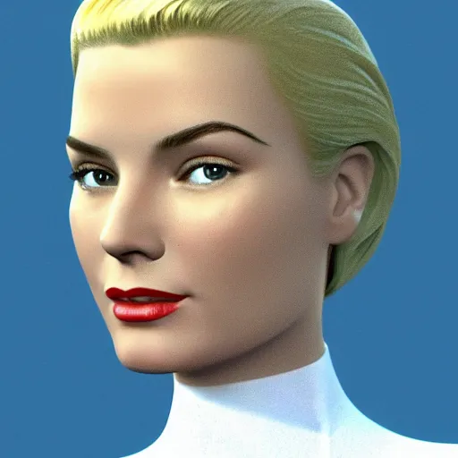 Image similar to 3 d render of grace kelly