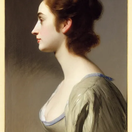 Prompt: A beautiful computer art of a person in profile, with their features appearing both in front of and behind their head. light blue by Edwin Henry Landseer meticulous, aesthetic