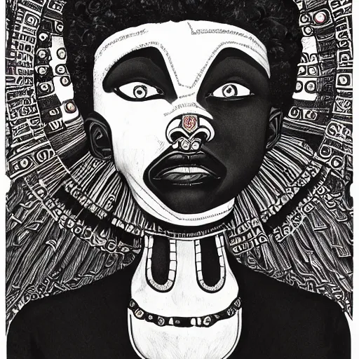 Afrofuturism detailed aesthetic horror portrait | Stable Diffusion