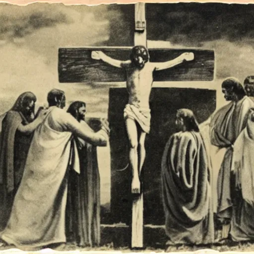 Image similar to a old vintage photo of the crucifixion of jesus