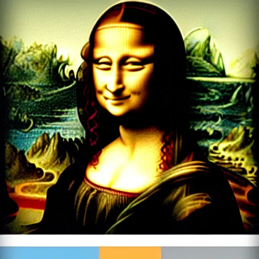 Image similar to Mona Lisa making a Duck-Face for her Instagram selfie