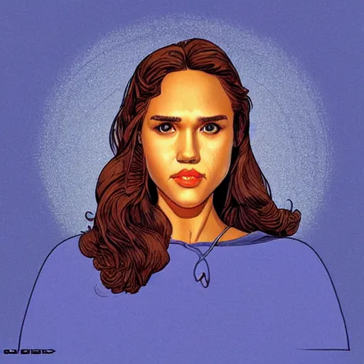 Image similar to “ jessica alba retro minimalist portrait by jean giraud, moebius starwatcher comic, 8 k ”