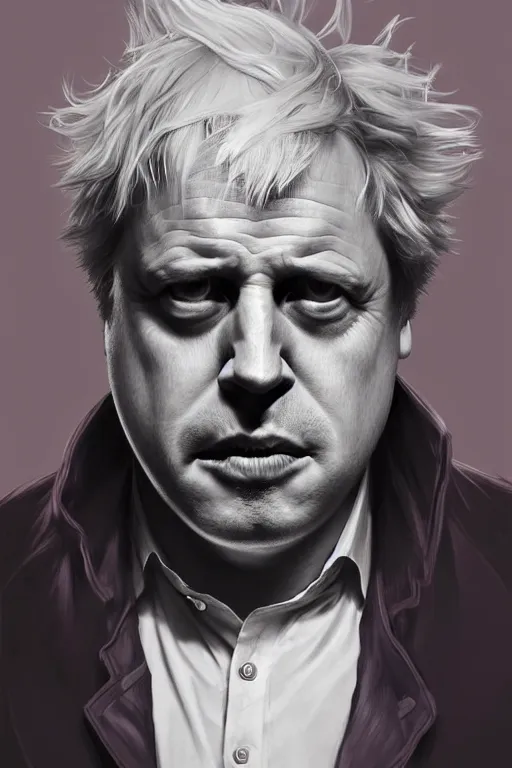 Image similar to Boris Johnson as Rick Sanchez, realistic portrait, symmetrical, highly detailed, digital painting, artstation, concept art, smooth, sharp focus, illustration, cinematic lighting, art by artgerm and greg rutkowski and alphonse mucha