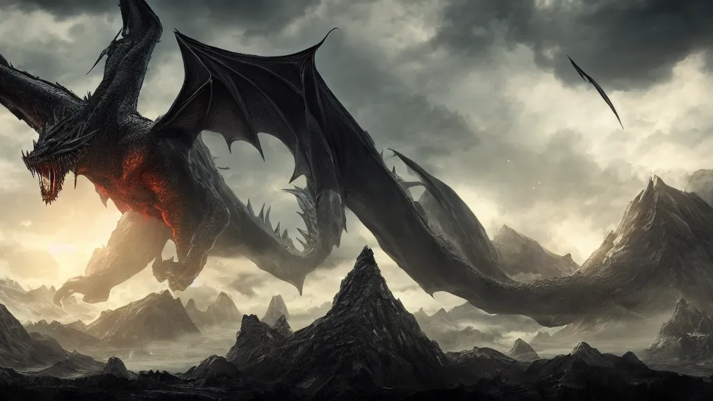 Ancalagon the black, the biggest dragon that ever | Stable Diffusion ...