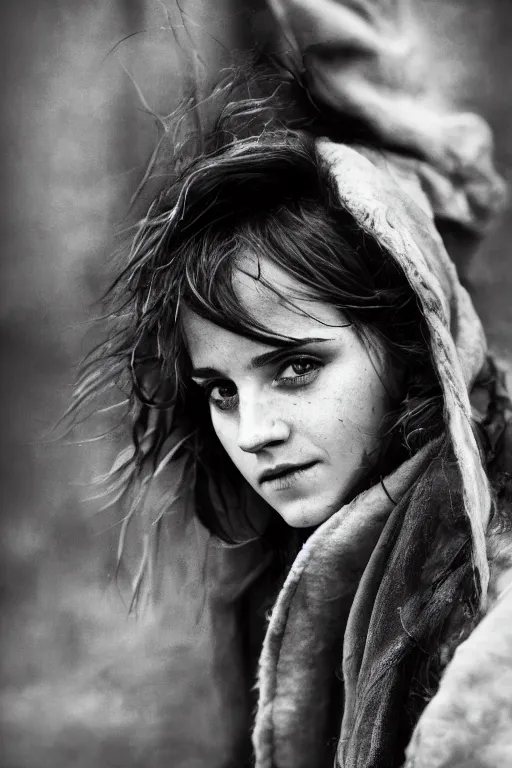 Prompt: Photo of Native Russian woman Emma Watson, portrait, skilled homeless, realistic, detailed, Emma Watson, photorealism, Sony A7R