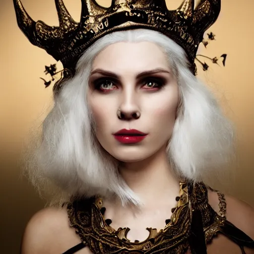 Prompt: a pale girl with white hair wears an animal skull as a crown, cinematic lighting, ultra detailed, grand master oil painting