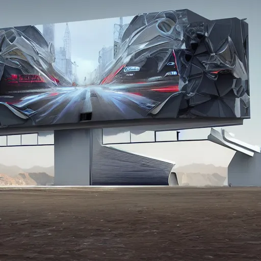 Image similar to sci-fi cars trucks motorcycles 50% of canvas in center and wall near structure on the coronation of napoleon and digital billboard photogrammetry point cloud in the middle and everything in style of zaha hadid and suprematism forms painting done by jeremy geddes art unreal engine 5 keyshot octane artstation trending in style of blade runner 2049 2017 ultra high detail ultra photo realistic 8k 16k in plastic dark tilt shift