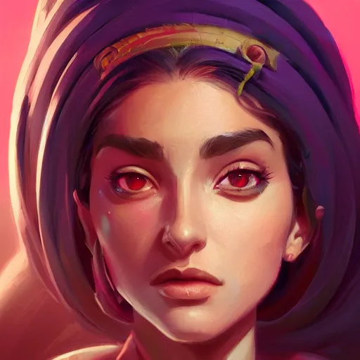 Image similar to beautiful female portrait, maya ali mage, gloomhaven, dynamic lighting, gaudy colors, octane render aesthetic, matte painting concept art, official fanart behance hd artstation by jesper ejsing, by rhads and makoto shinkai and lois van baarle and ilya kuvshinov and rossdraws