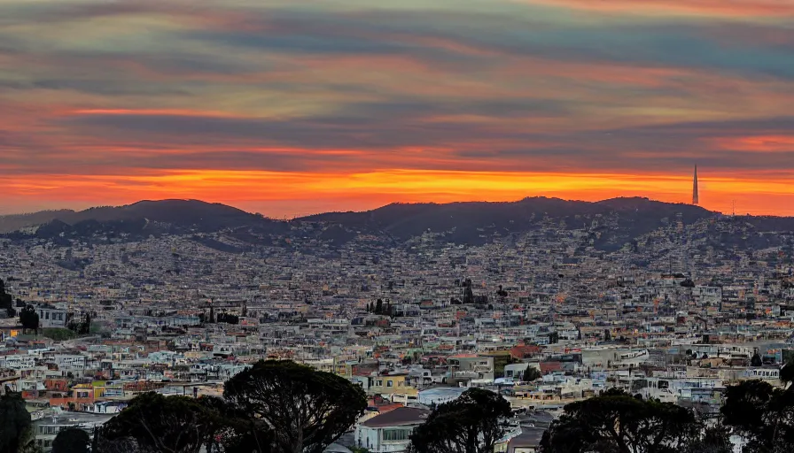 Prompt: sunset over the san francisco bay area bygyula tornai