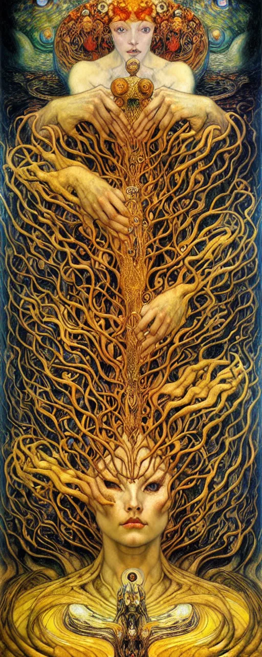 Image similar to Divine Chaos Engine by Karol Bak, Jean Delville, William Blake, Gustav Klimt, and Vincent Van Gogh, symbolist, visionary