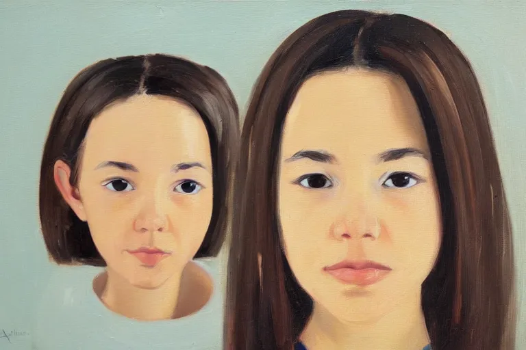 Prompt: a portrait of a cute spanish girl, oil painting by alex katz, trending on artstation