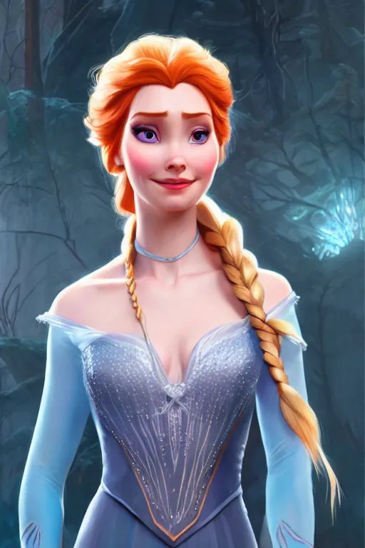 Prompt: elsa from frozen cosplaying as triss merigold, highly detailed, digital painting, artstation, concept art, smooth, sharp focus, elegant, illustration, unreal engine 5, 8 k, art by artgerm and greg rutkowski and edgar maxence