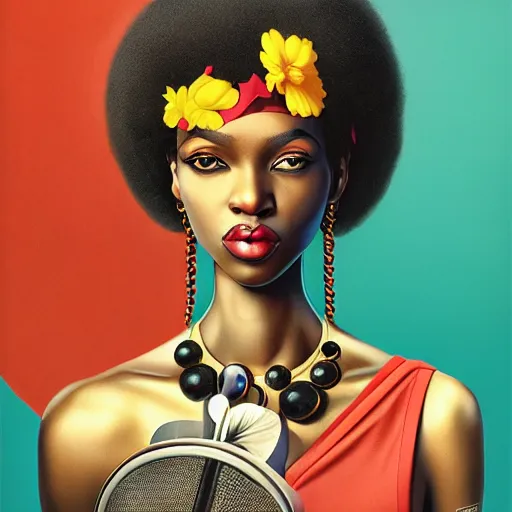 Image similar to Stockholm city portrait, black women afro, Pixar style, by Tristan Eaton Stanley Artgerm and Tom Bagshaw.