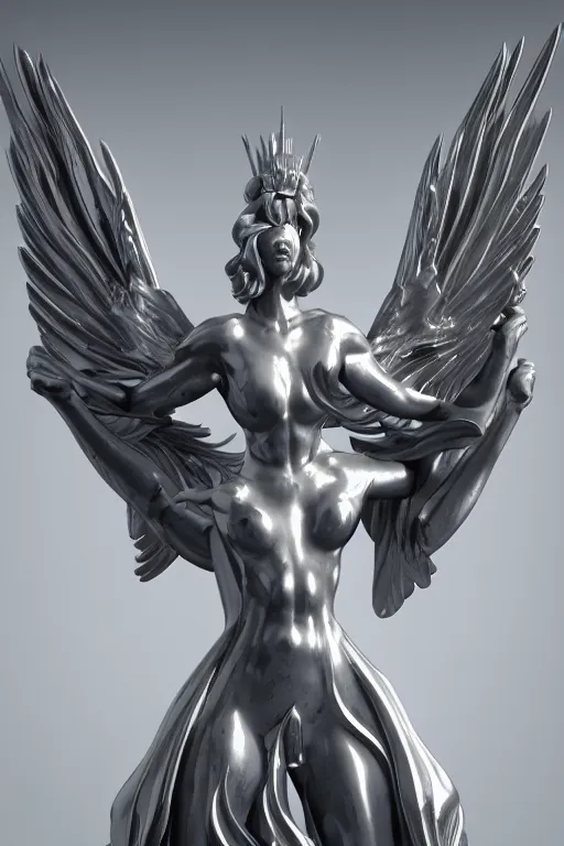 Image similar to archangel lissandra marble and silver statue, by tsuyoshi nagano, illustration, cinematic lighting, hyperdetailed, 8 k, symmetrical, frostbite 3 engine, cryengine, dof, trending on artstation, digital art, crepuscular ray