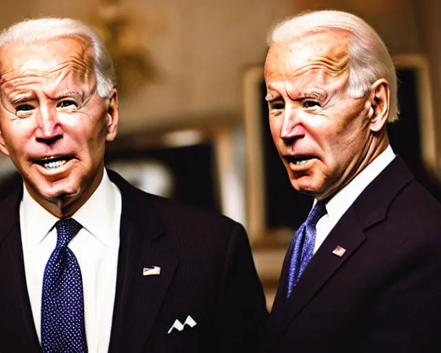 Image similar to president joe biden face to face with president joe biden, nikon 3 5 mm, photograph