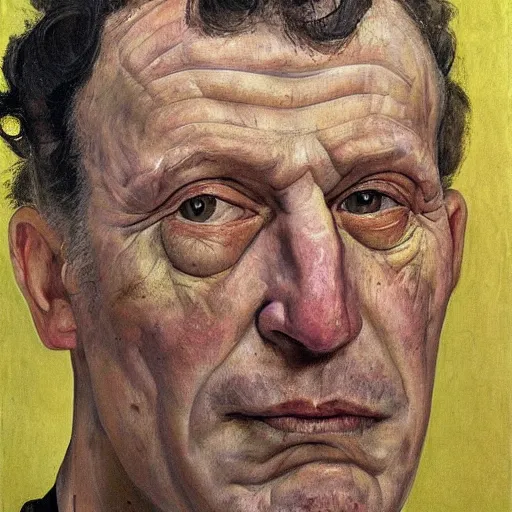 Prompt: portrait by Lucian Freud