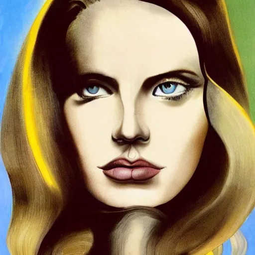 Image similar to lana del rey painted by salvador dali