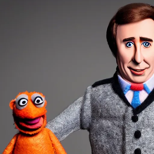 Image similar to alan partridge as a muppet. highly detailed felt. hyper real photo. 4 k.