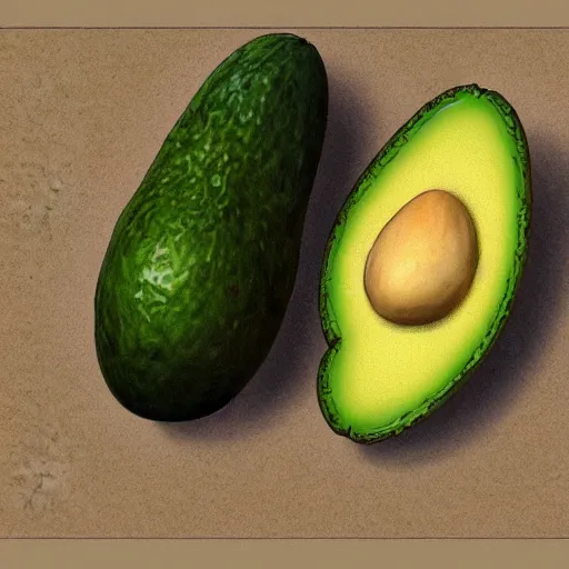 Image similar to anatomy of a avocado, da vinci notes, ultradetailed, anatomy study, artstation