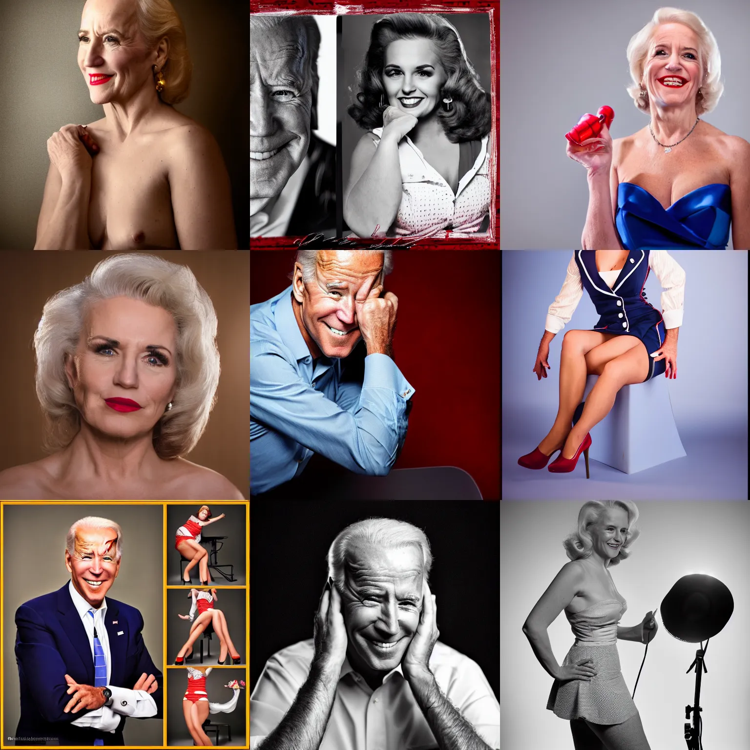 Prompt: joe biden as a pin up girl, sigma 85mm, studio lighting