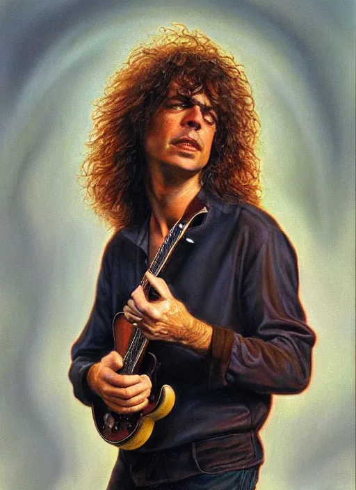 Image similar to a epic portrait of pat metheny, art by boris vallejo and greg danton and denys tsiperko, detailed, hyperrealism, artstation