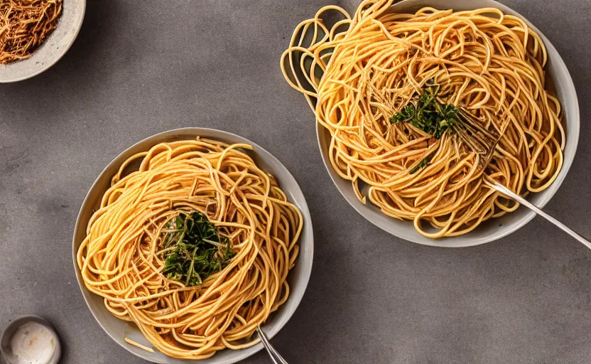 Image similar to top view of a spaghetti bowl, natural light, cinematic lighting, 8 k