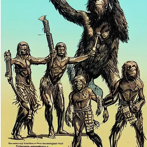 Image similar to planet of the apes in the bronze age highly detailed concept art