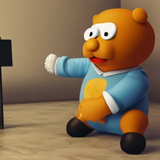 Image similar to little mr xi jinping farting by roger hargreaves and jim henson. rust, octane render, unreal engine