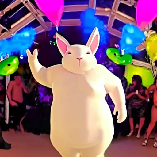 Image similar to big chungus dancing at a party