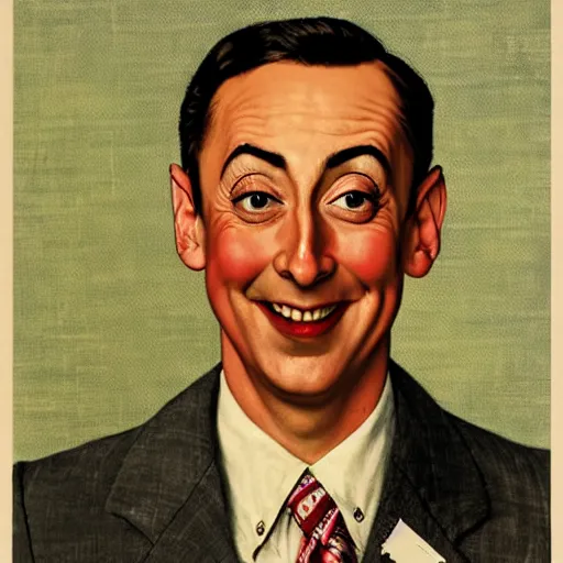 Prompt: Peewee Herman portrait by Norman Rockwell