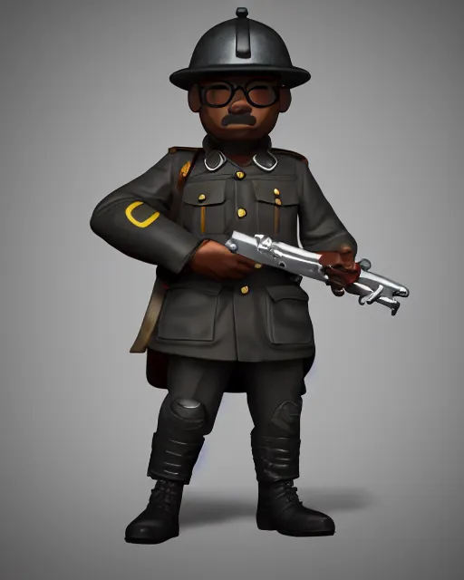 Image similar to full body 3d render of a ww1 soldier as a funko pop, studio lighting, white background, blender, trending on artstation, 8k, highly detailed