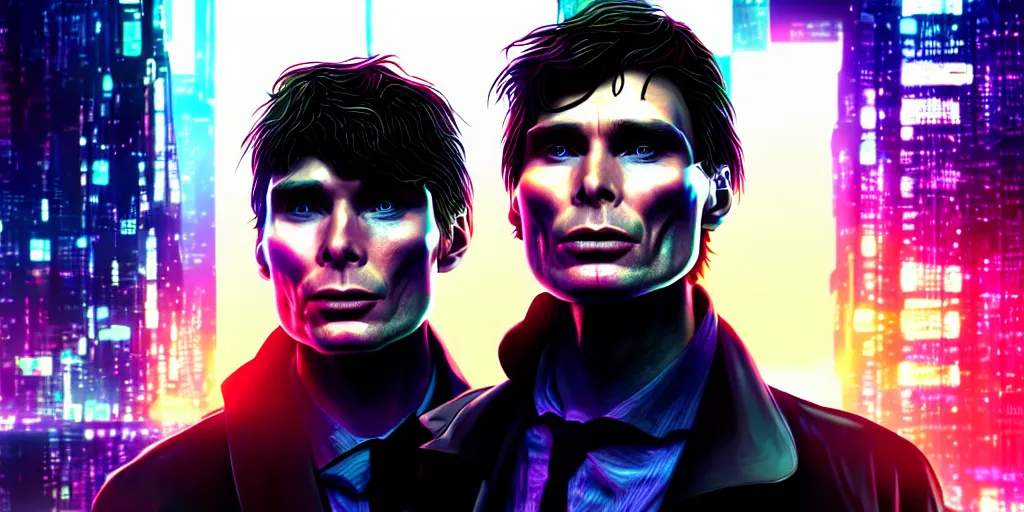 Prompt: Cillian Murphy in Cyber Punk 2077, highly detailed digital art