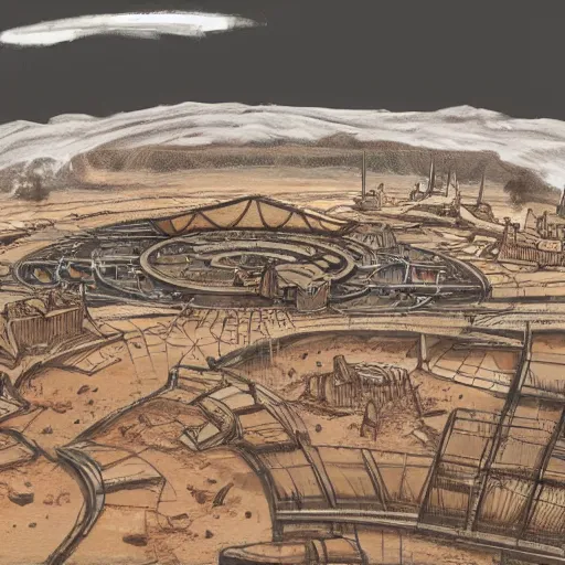 Image similar to concept art mars domed city all connecting highly detailed