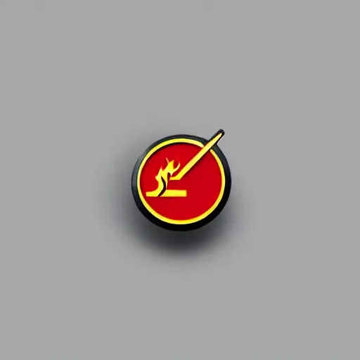 Image similar to an award - winning photo of a retro minimalistic clean fire warning enamel pin, behance