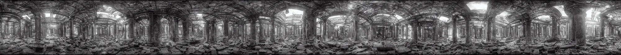 Prompt: photo of an immersive forgotten panopticon well, with columns and destroyed cybernetics from an ancient civilization, photorealistic, full of eyes, higly detailed dark, 3 6 0 picture, panorama, 3 5 mm slide, trending on flickr, in the style of francesca woodman, zachary corzine, zhelong xu, greg rutkowski and anders zorn