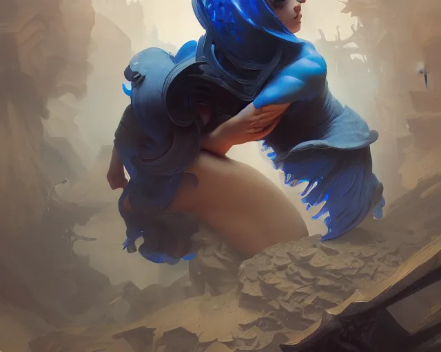 Image similar to photography of yves klein, deep focus, d & d, fantasy, intricate, elegant, highly detailed, digital painting, artstation, concept art, matte, sharp focus, illustration, hearthstone, art by artgerm and greg rutkowski and alphonse mucha