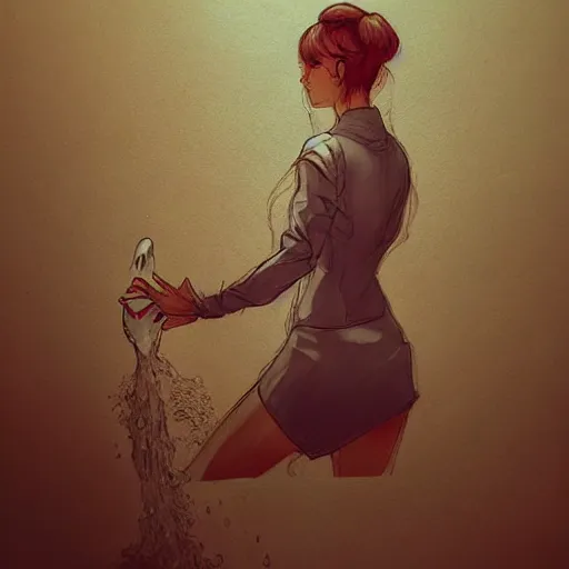 Prompt: a drawing of a woman controlling water, concept art by mor than, featured on deviantart, sots art, official art, dynamic pose