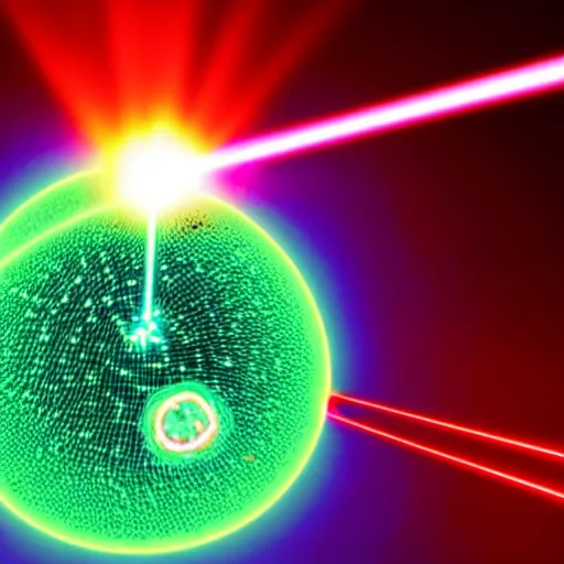 Image similar to a close up shot of a tumor being obliterated by a laser beam