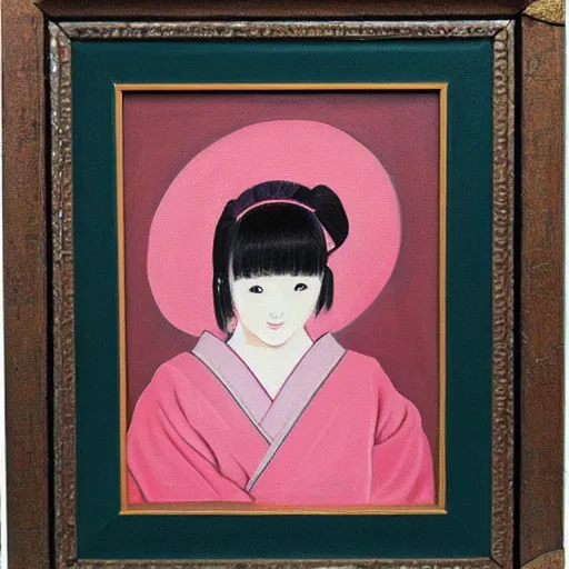 Image similar to a painting of Japanese schoolgirl, clothed, stylish