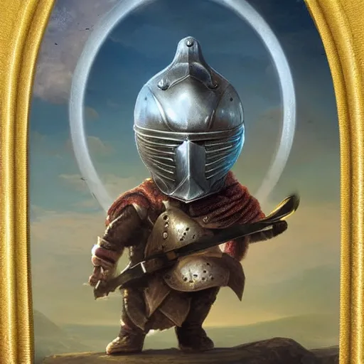 Image similar to bunny with helmet and sword, fantasy art, matte painting
