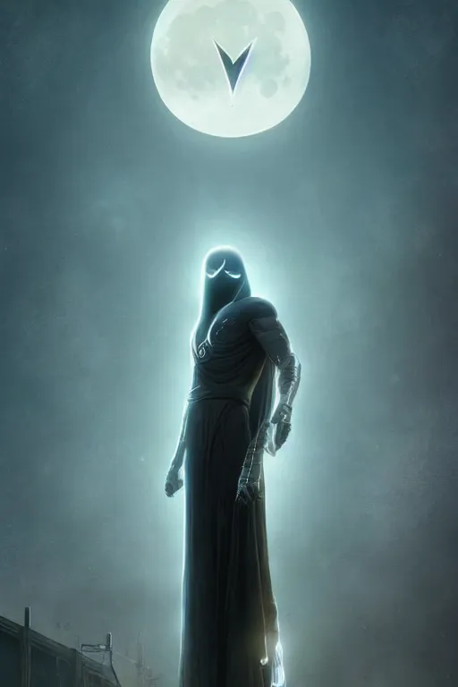 Image similar to symmetry of moon knight mixed with sandman from neil gaiman, rpg reference, art by greg rutkowski, artgerm, trending on artstation, octane render, insanely detailed, 8 k, hd