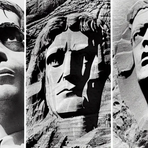 Image similar to The Ramones carved into the heads of Mount Rushmore