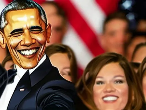 Image similar to Obama taking his first selfie