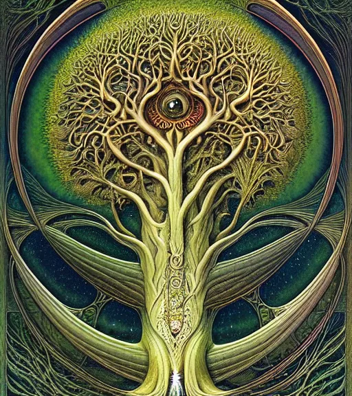 Image similar to tree of life by roger dean and andrew ferez, art forms of nature by ernst haeckel, divine chaos engine, symbolist, visionary, art nouveau, botanical fractal structures, organic, detailed, realistic, surreality