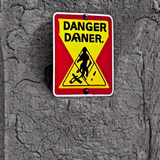 Prompt: danger street sign on alien Planet.