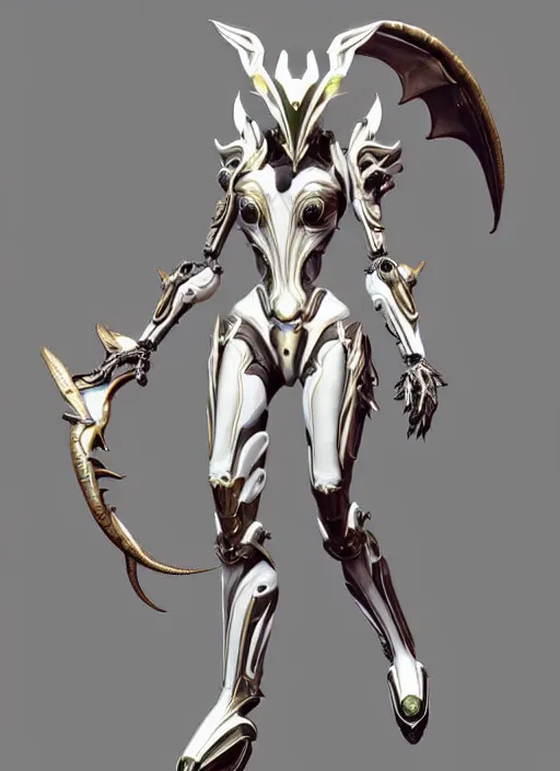 Image similar to extremely detailed goddess shot, front shot, low shot, of a beautiful saryn warframe, that's a giant beautiful stunning anthropomorphic robot female dragon with metal cat ears, posing elegantly, detailed sharp robot dragon claws, sharp clawed robot dragon feet, thick smooth warframe legs, streamlined white armor, long elegant tail, detailed warframe fanart, destiny fanart, high quality digital art, giantess art, furry art, 3D realistic, warframe art, Destiny art, furaffinity, DeviantArt, artstation, 8k HD, octane render