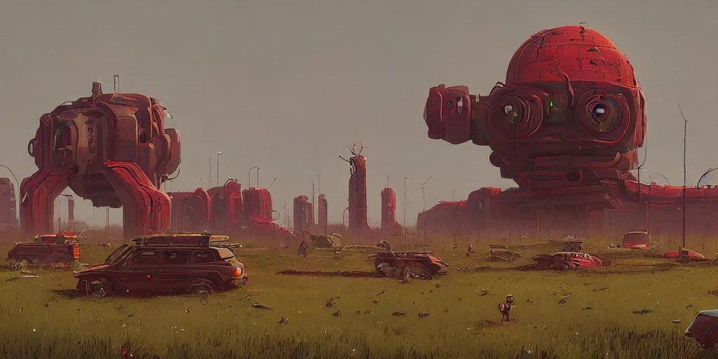 Image similar to the destroyer of worlds, art by simon stalenhag